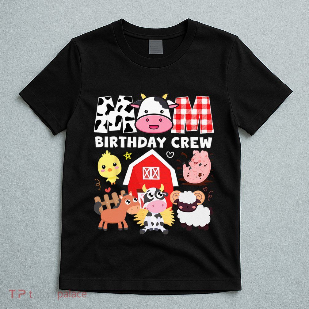 Cow Mom Birthday Crew Farm Theme Animals Kids Birthday Party T-Shirt