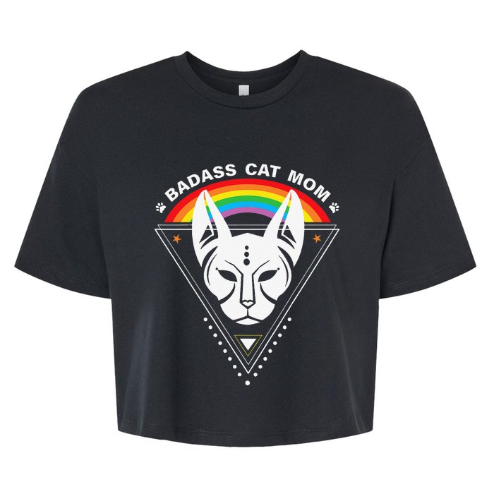 Cat Mom Badass Cat Lady LGBTQ Pride Lesbian Equality Bella+Canvas Jersey Crop Tee