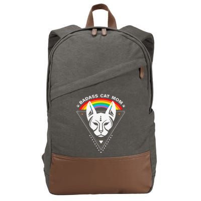 Cat Mom Badass Cat Lady LGBTQ Pride Lesbian Equality Cotton Canvas Backpack