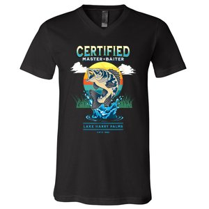 Certified Master Baiter Funny Fishing V-Neck T-Shirt