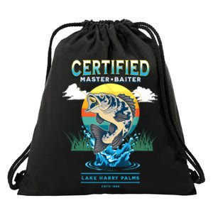 Certified Master Baiter Funny Fishing Drawstring Bag