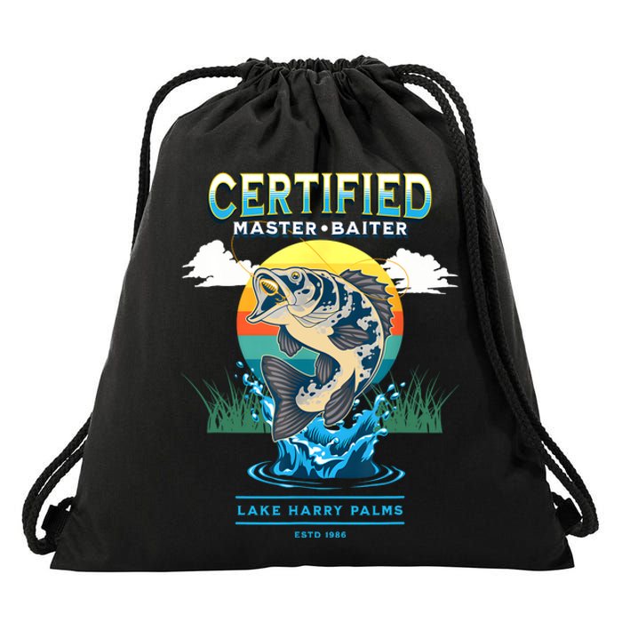 Certified Master Baiter Funny Fishing Drawstring Bag