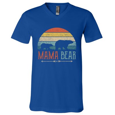 Cute Mama Bear Gift Vintage MotherS Day Retro Mom Cool Gift V-Neck T-Shirt