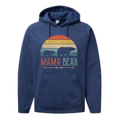 Cute Mama Bear Gift Vintage MotherS Day Retro Mom Cool Gift Performance Fleece Hoodie