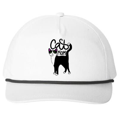 Cat Mom Black Cat Cute Snapback Five-Panel Rope Hat