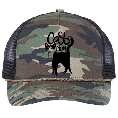 Cat Mom Black Cat Cute Retro Rope Trucker Hat Cap