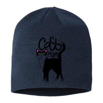 Cat Mom Black Cat Cute Sustainable Beanie