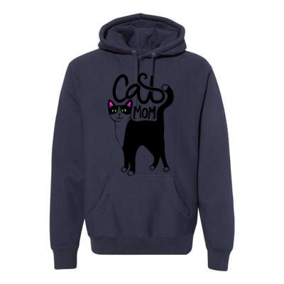 Cat Mom Black Cat Cute Premium Hoodie