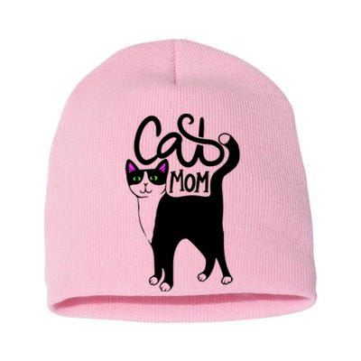 Cat Mom Black Cat Cute Short Acrylic Beanie