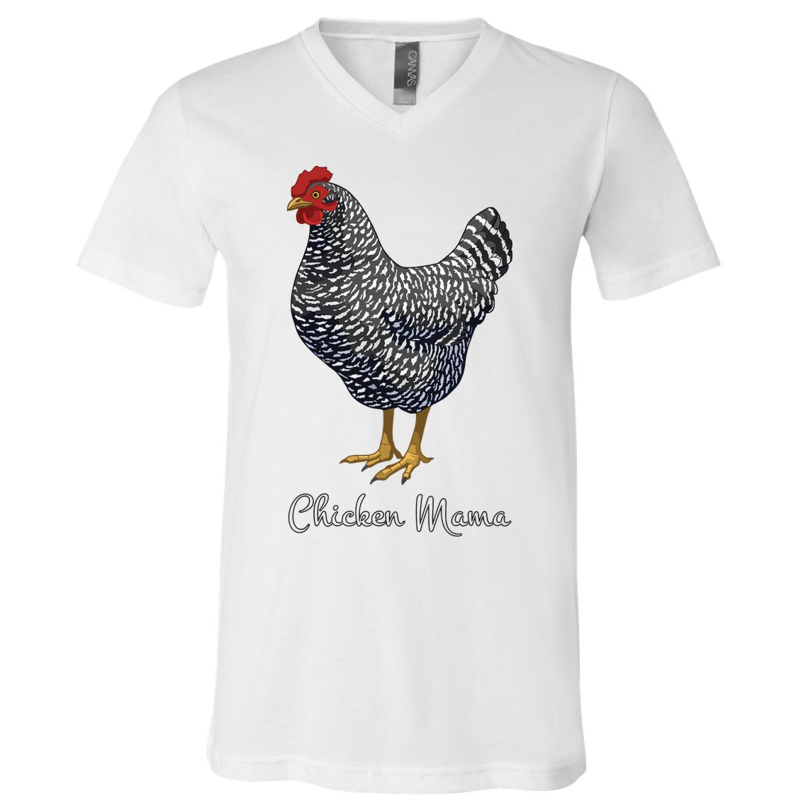 Chicken Mama Black Barred Plymouth Rock Hen Mom Bird Lovers V-Neck T-Shirt
