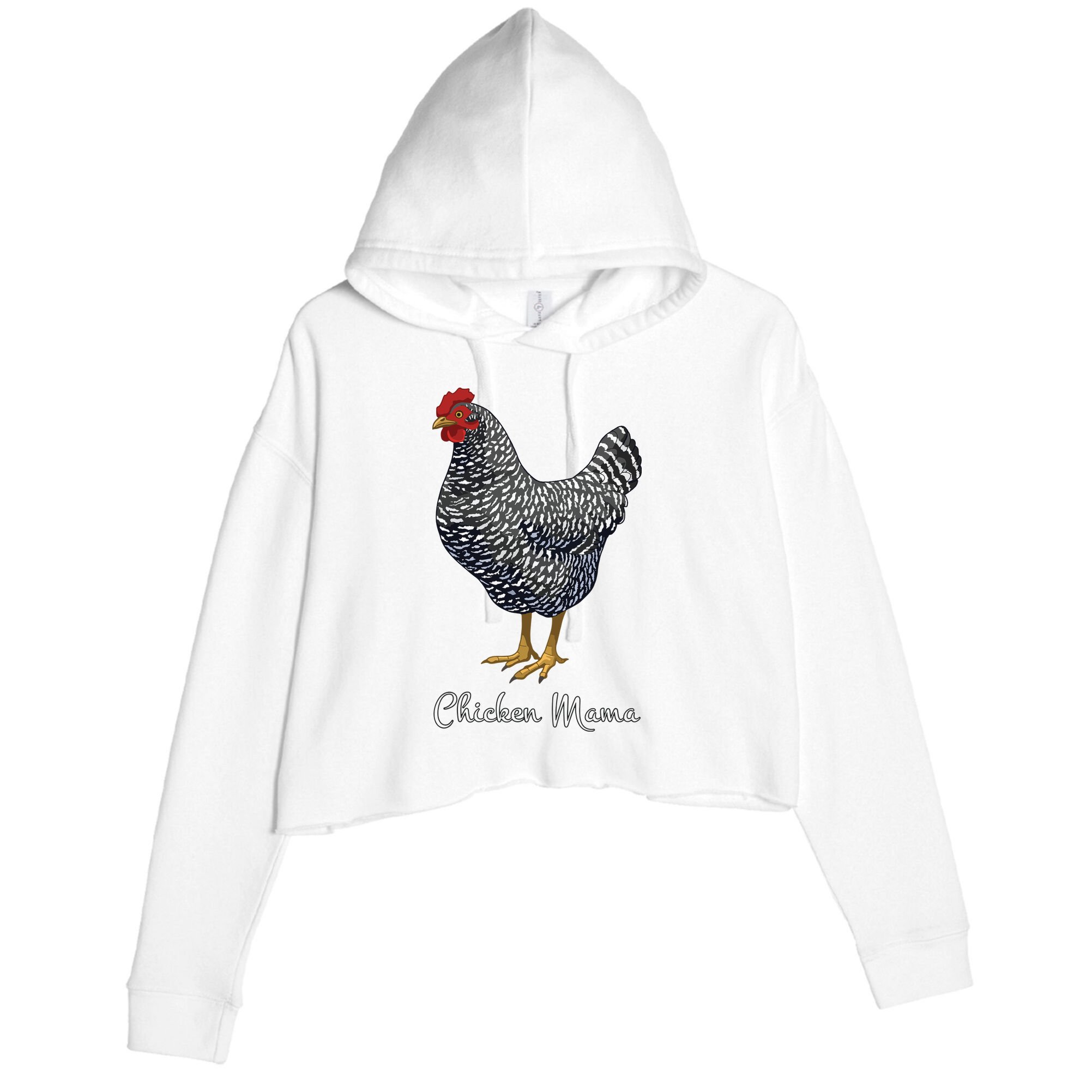 Chicken Mama Black Barred Plymouth Rock Hen Mom Bird Lovers Crop Fleece Hoodie
