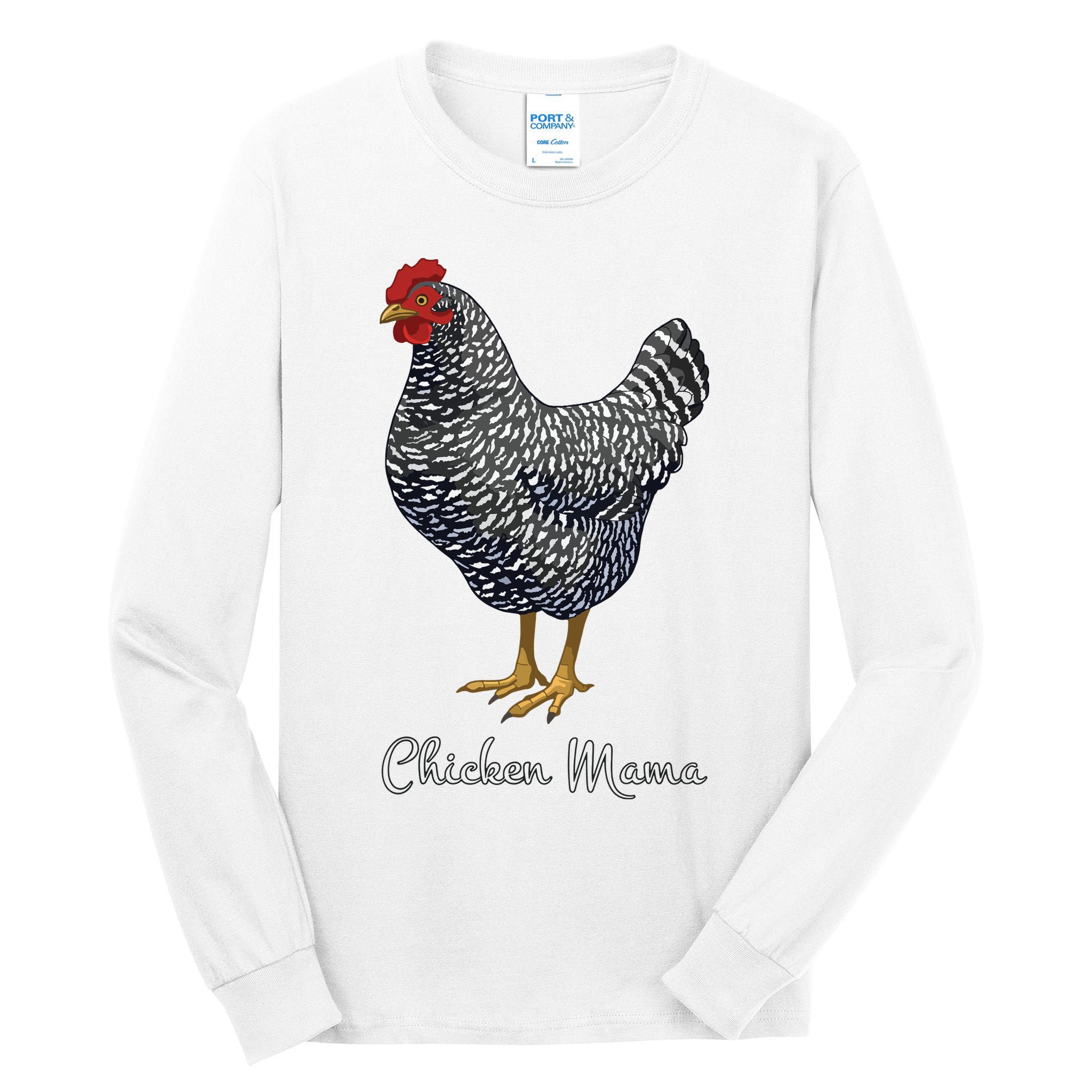 Chicken Mama Black Barred Plymouth Rock Hen Mom Bird Lovers Tall Long Sleeve T-Shirt