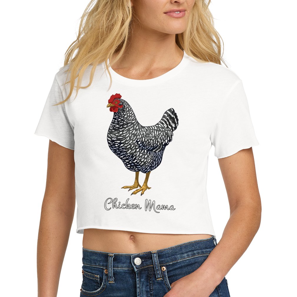 Chicken Mama Black Barred Plymouth Rock Hen Mom Bird Lovers Women's Crop Top Tee