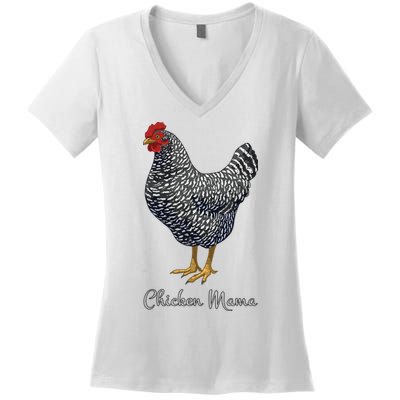 Chicken Mama Black Barred Plymouth Rock Hen Mom Bird Lovers Women's V-Neck T-Shirt