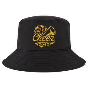 Cheer Mom Biggest Fan Cheerleader Black Yellow Gold Pom Pom Cool Comfort Performance Bucket Hat