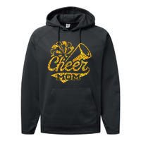 Cheer Mom Biggest Fan Cheerleader Black Yellow Gold Pom Pom Performance Fleece Hoodie