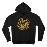 Cheer Mom Biggest Fan Cheerleader Black Yellow Gold Pom Pom Hoodie