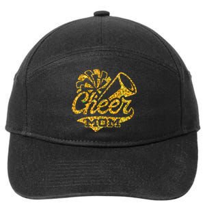 Cheer Mom Biggest Fan Cheerleader Black Yellow Gold Pom Pom 7-Panel Snapback Hat