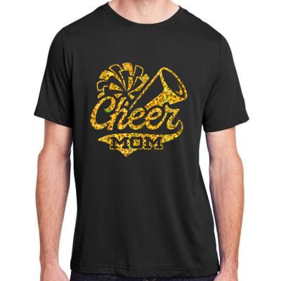 Cheer Mom Biggest Fan Cheerleader Black Yellow Gold Pom Pom Adult ChromaSoft Performance T-Shirt