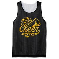 Cheer Mom Biggest Fan Cheerleader Black Yellow Gold Pom Pom Mesh Reversible Basketball Jersey Tank