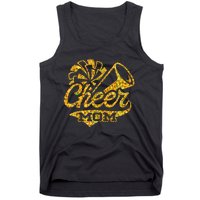 Cheer Mom Biggest Fan Cheerleader Black Yellow Gold Pom Pom Tank Top