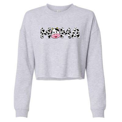 Cow Mama Birthday Family Matching Mother's Day Bboy Farm Cropped Pullover Crew