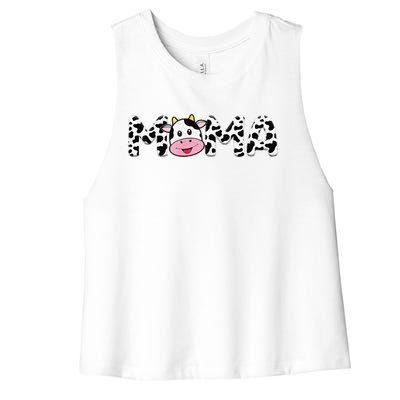 Cow Mama Birthday Family Matching Mother's Day Bboy Farm Women's Racerback Cropped Tank