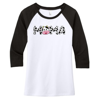 Cow Mama Birthday Family Matching Mother's Day Bboy Farm Women's Tri-Blend 3/4-Sleeve Raglan Shirt