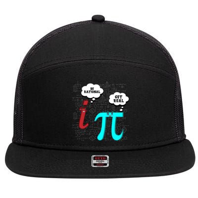 Cute Math Be Rational Get Real Funny Mathematics Pun Gift 7 Panel Mesh Trucker Snapback Hat