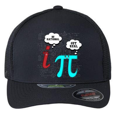 Cute Math Be Rational Get Real Funny Mathematics Pun Gift Flexfit Unipanel Trucker Cap