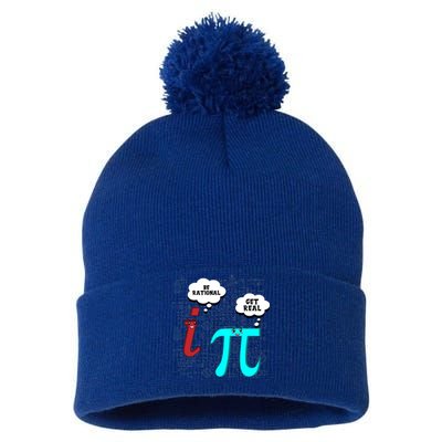 Cute Math Be Rational Get Real Funny Mathematics Pun Gift Pom Pom 12in Knit Beanie