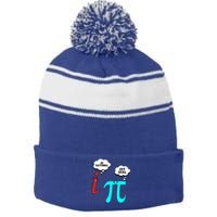 Cute Math Be Rational Get Real Funny Mathematics Pun Gift Stripe Pom Pom Beanie