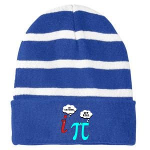 Cute Math Be Rational Get Real Funny Mathematics Pun Gift Striped Beanie with Solid Band