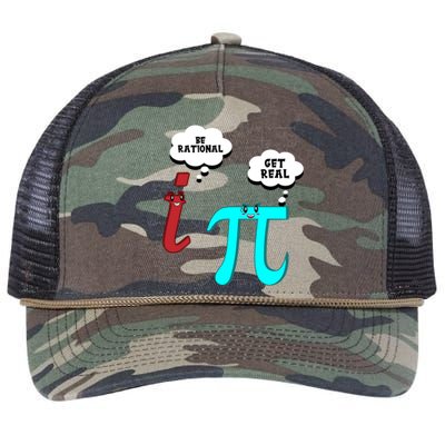 Cute Math Be Rational Get Real Funny Mathematics Pun Gift Retro Rope Trucker Hat Cap