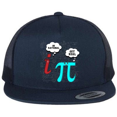 Cute Math Be Rational Get Real Funny Mathematics Pun Gift Flat Bill Trucker Hat