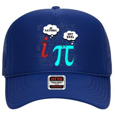 Cute Math Be Rational Get Real Funny Mathematics Pun Gift High Crown Mesh Back Trucker Hat