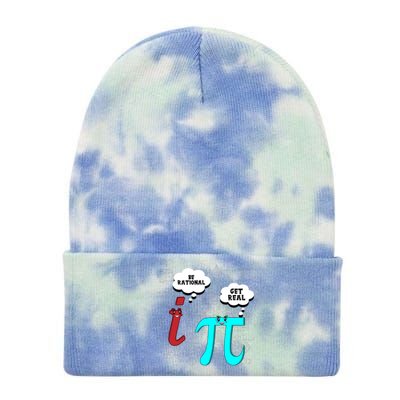 Cute Math Be Rational Get Real Funny Mathematics Pun Gift Tie Dye 12in Knit Beanie