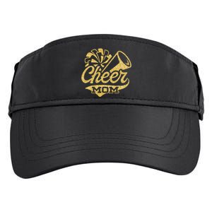 Cheer Mom Biggest Fan Cheerleader Black Yellow Gold Pom Pom Adult Drive Performance Visor