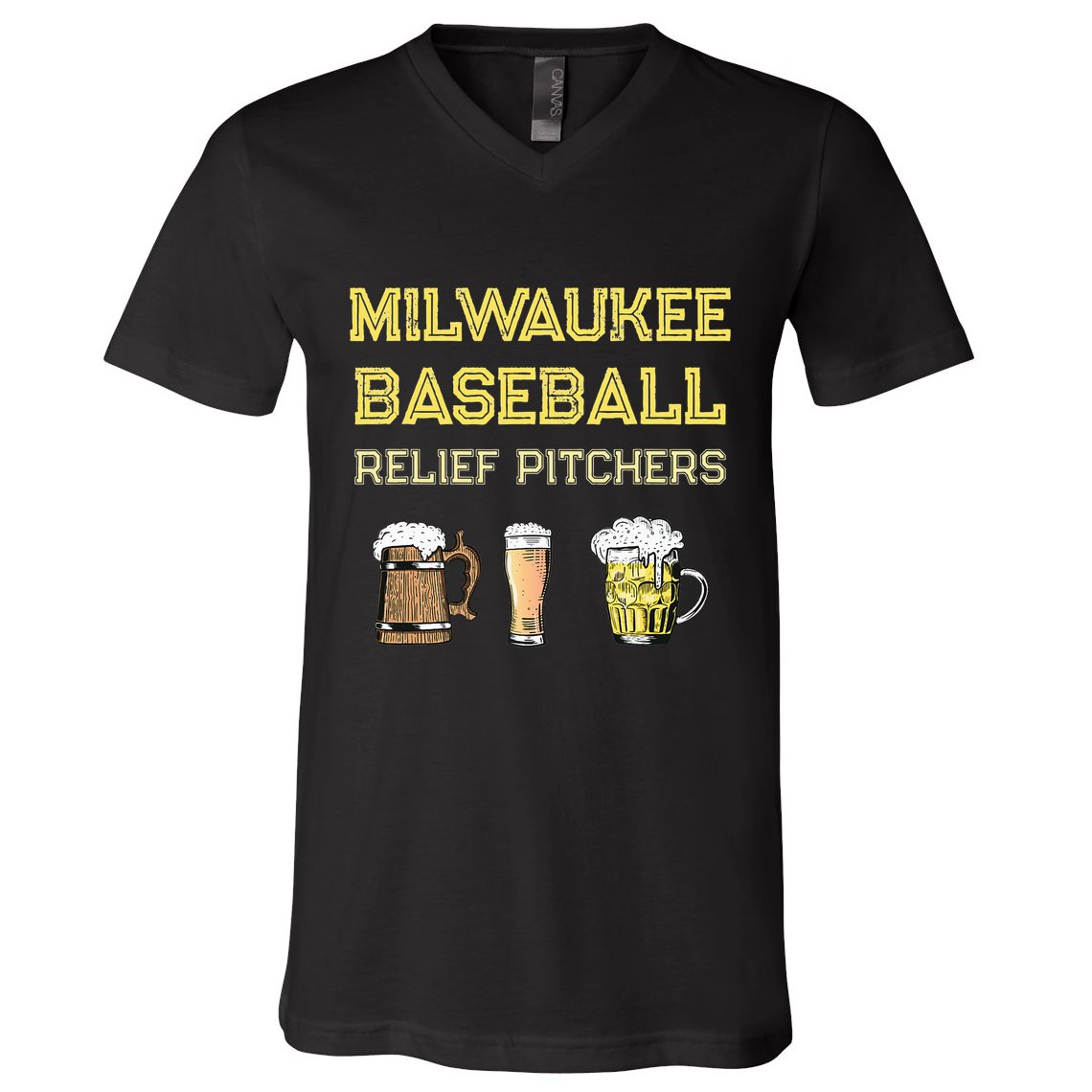 Classic Milwaukee Baseball & Beer Fan Retro Wisconsin V-Neck T-Shirt