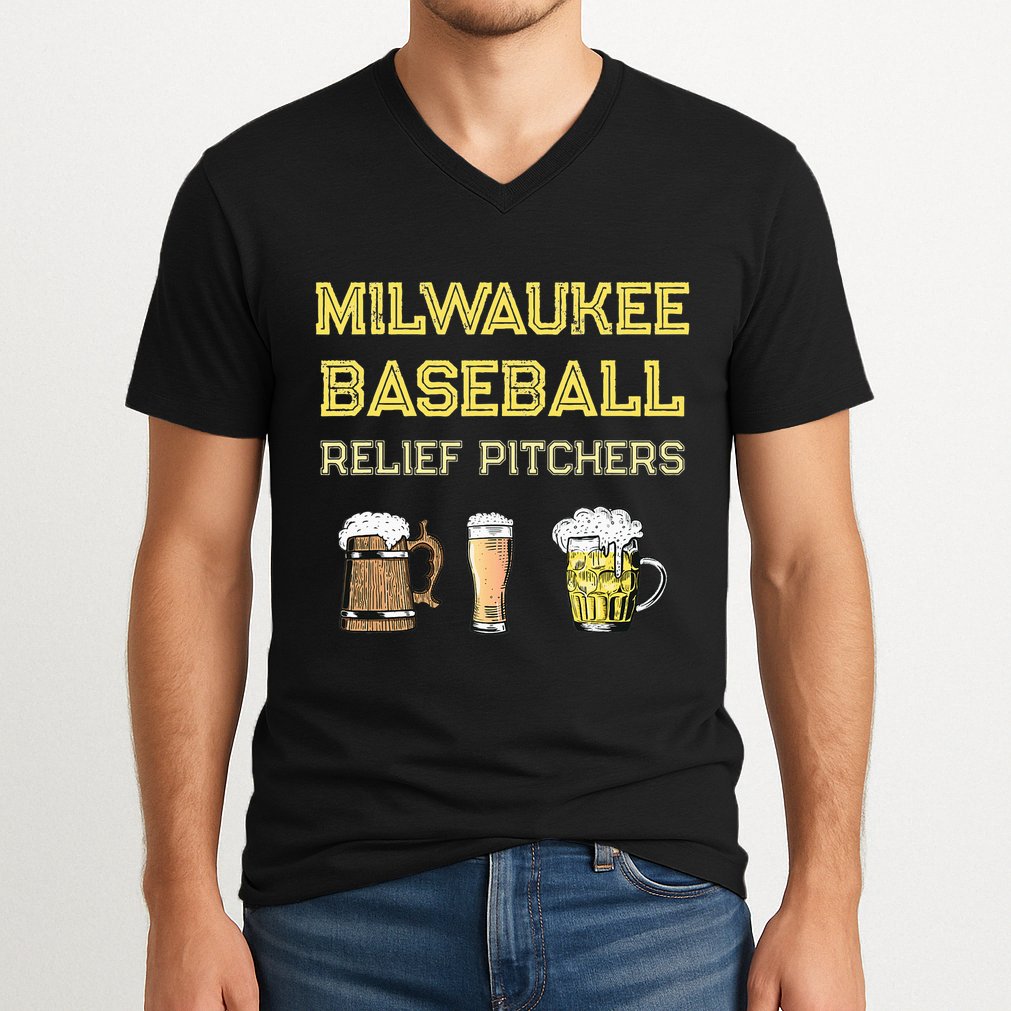 Classic Milwaukee Baseball & Beer Fan Retro Wisconsin V-Neck T-Shirt