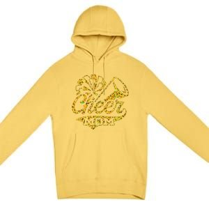 Cheer Mom Biggest Fan Cheerleader Black Yellow Gold Pom Pom Gift Premium Pullover Hoodie