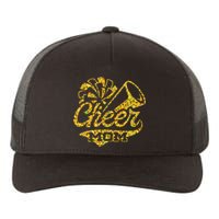 Cheer Mom Biggest Fan Cheerleader Black Yellow Gold Pom Pom Gift Yupoong Adult 5-Panel Trucker Hat