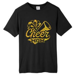 Cheer Mom Biggest Fan Cheerleader Black Yellow Gold Pom Pom Gift Tall Fusion ChromaSoft Performance T-Shirt