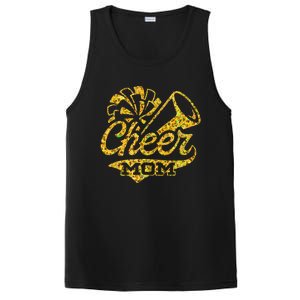 Cheer Mom Biggest Fan Cheerleader Black Yellow Gold Pom Pom Gift PosiCharge Competitor Tank