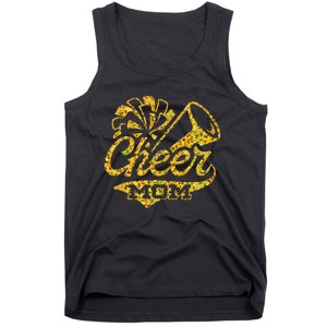 Cheer Mom Biggest Fan Cheerleader Black Yellow Gold Pom Pom Gift Tank Top