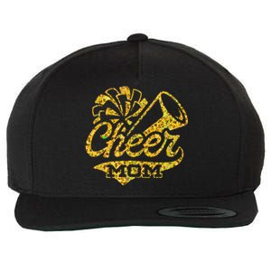 Cheer Mom Biggest Fan Cheerleader Black Yellow Gold Pom Pom Gift Wool Snapback Cap