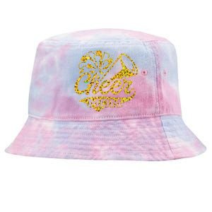 Cheer Mom Biggest Fan Cheerleader Black Yellow Gold Pom Pom Gift Tie-Dyed Bucket Hat