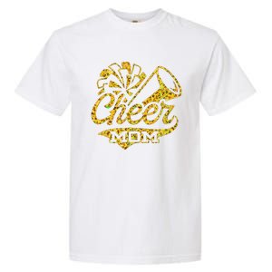 Cheer Mom Biggest Fan Cheerleader Black Yellow Gold Pom Pom Gift Garment-Dyed Heavyweight T-Shirt