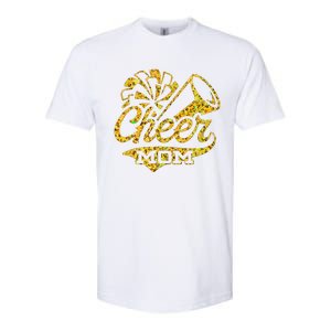 Cheer Mom Biggest Fan Cheerleader Black Yellow Gold Pom Pom Gift Softstyle CVC T-Shirt