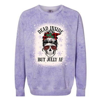 Christmas Messy Bun Skull Dead Inside But Jolly Af Great Gift Colorblast Crewneck Sweatshirt